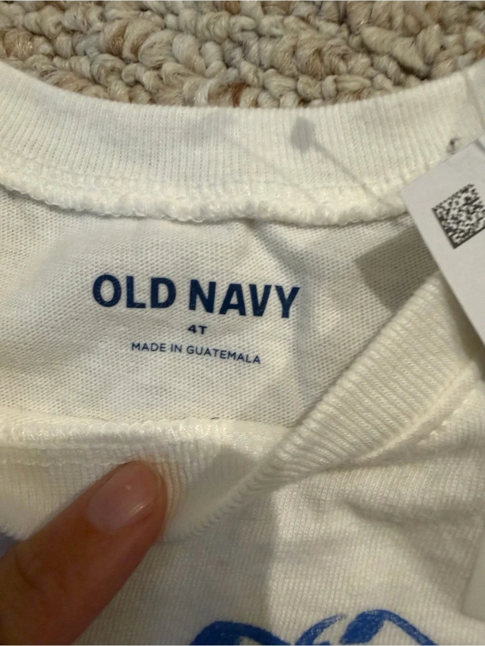 Old Navy White Tee with Blue 